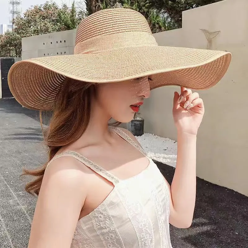 Beach Straw Hat Children Summer Seaside Big Brim Sunscreen Shading Travel Everything Big Rim Hat Sun Summer (CFCP015)