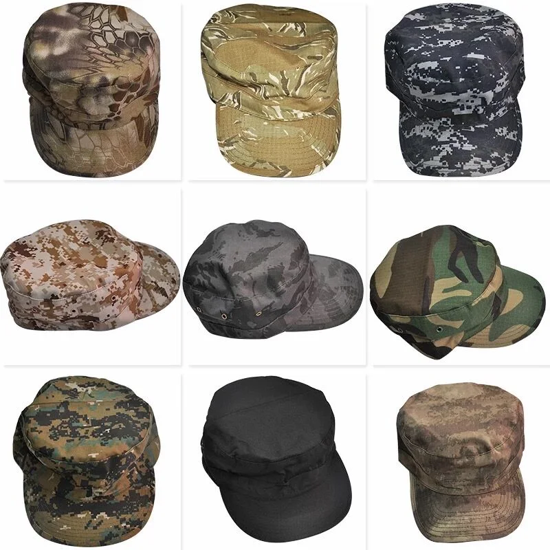 Full Fabric Soft Comfortable Flat Top Military Style Hats Army Style Cap