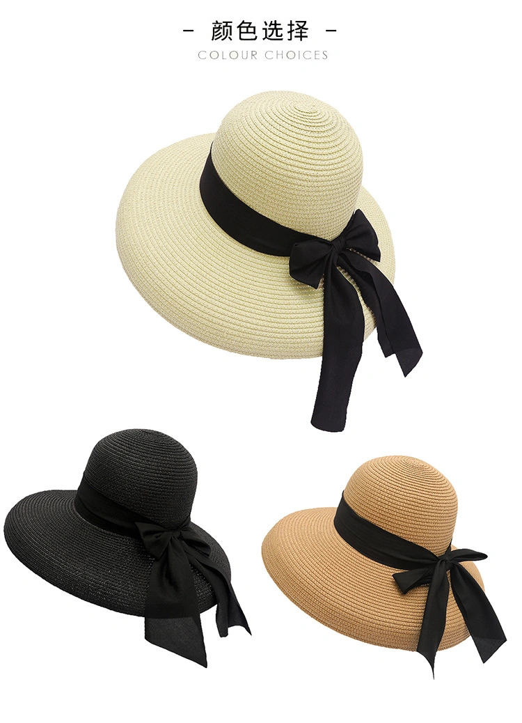 Spring Summer Sun Protection Straw Bucket Hat Children Seaside Vacation Summer Sun Visor Lamp Shade Pot Cap Holiday Outing Cap Straw Women Hat