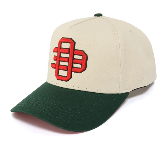 Logo personalizzato Commercio all'ingrosso di alta qualità 5 pannelli ricamati patch cappello da baseball berretti sportivi cappelli tonici e verde foresta